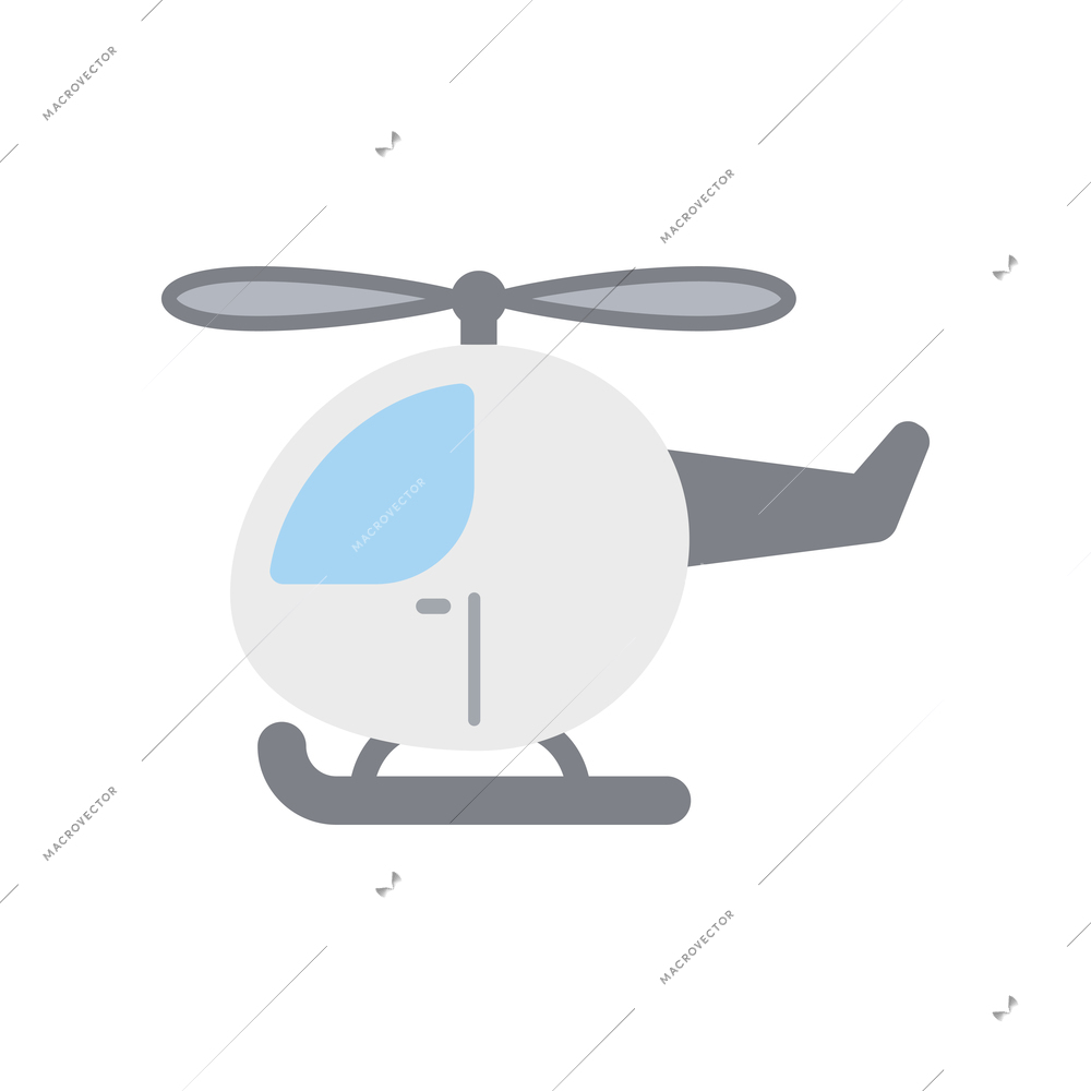 Flat color helicopter icon on white background vector illustration