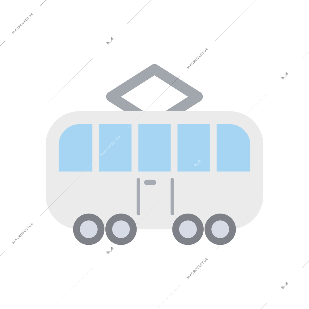 White tram flat icon vector illustration
