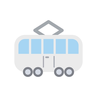 White tram flat icon vector illustration