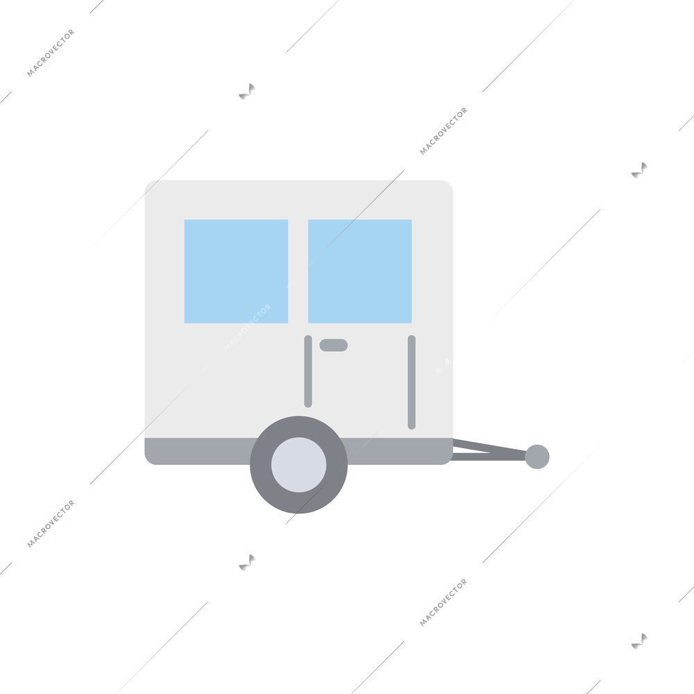 White travel trailer flat icon vector illustration