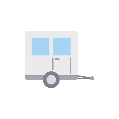 White travel trailer flat icon vector illustration