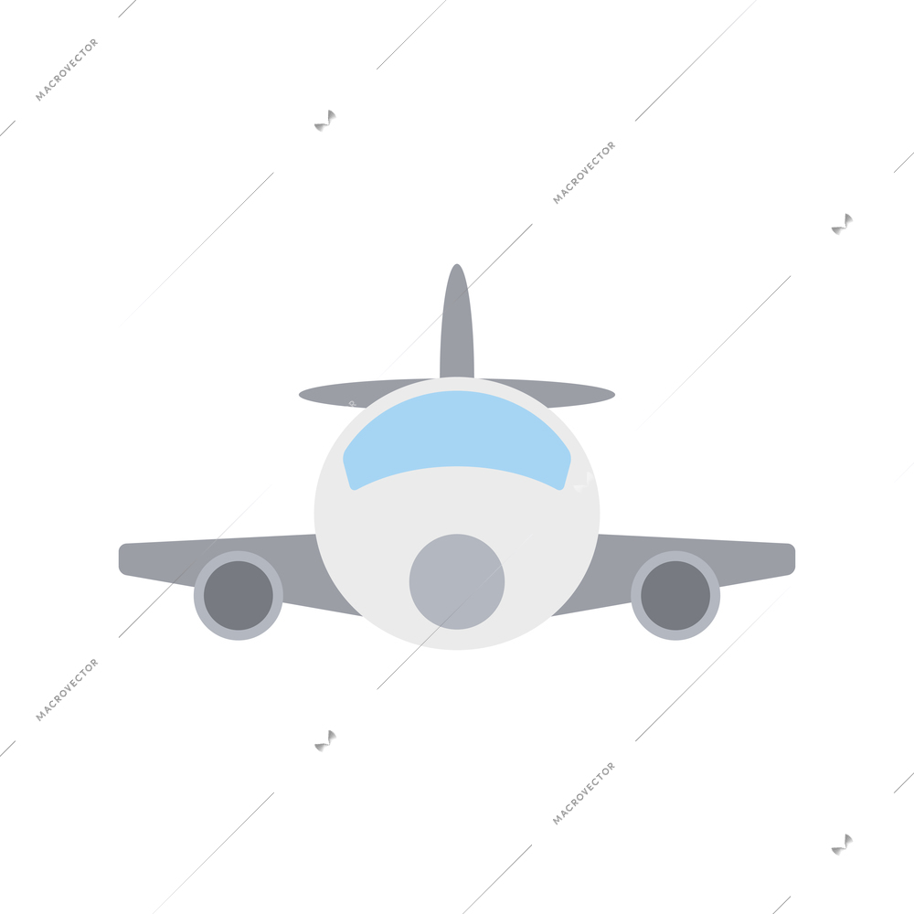 White plane front view flat icon vector illustration