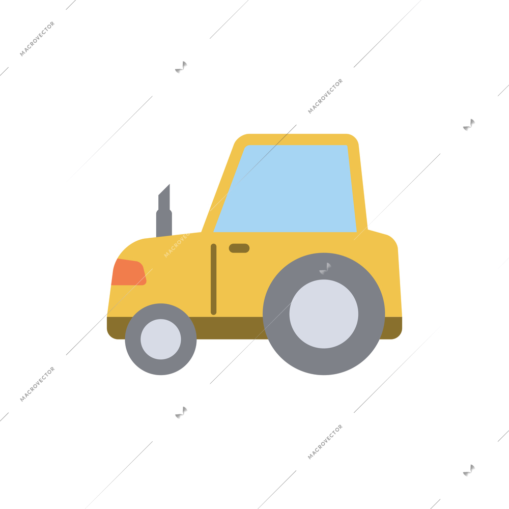 Flat icon with yellow tractor side view vector illustration