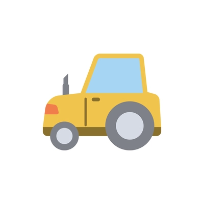 Flat icon with yellow tractor side view vector illustration