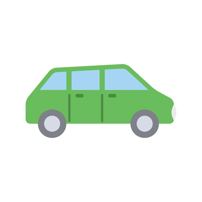 Flat side view green passenger car icon vector illustration