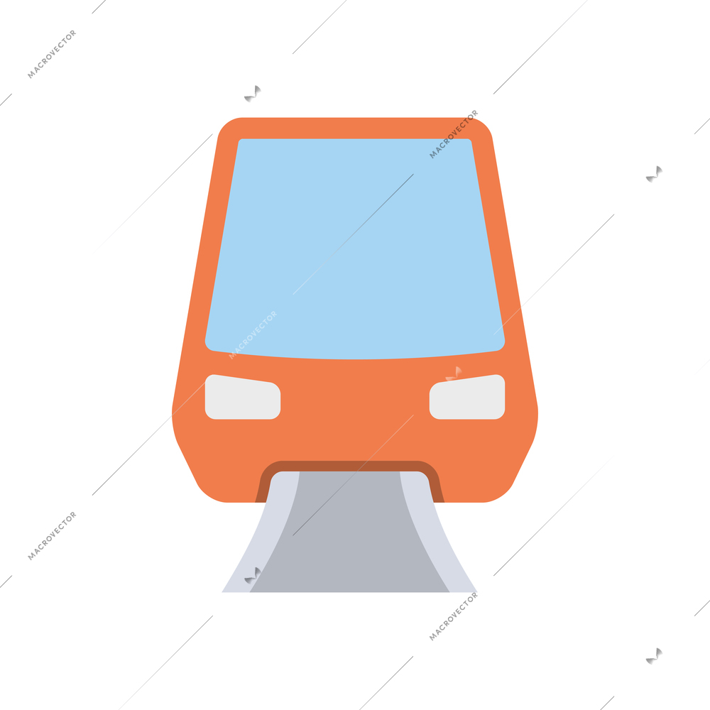 Monorail vehicle front view flat icon vector illustration