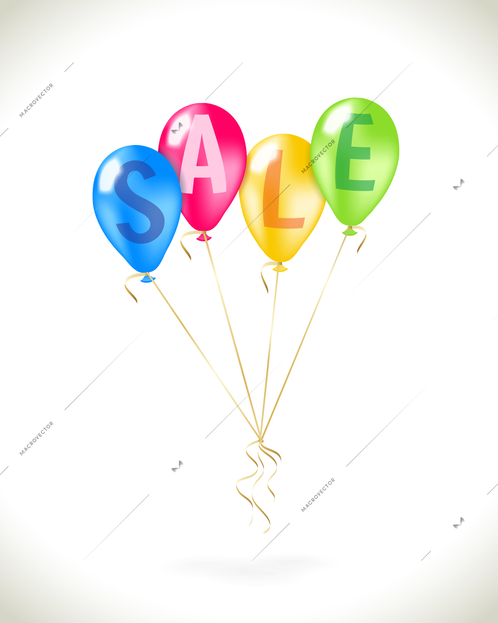 Flying balloons with sale promotion for online shop isolated vector illustration