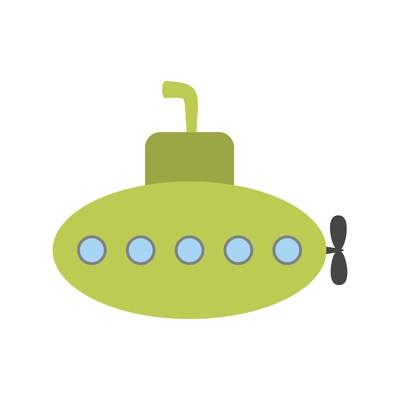 Green submarine with periscope flat icon vector illustration