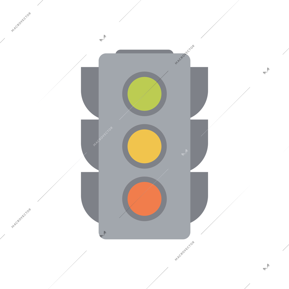 Traffic lights flat icon on white background vector illustration