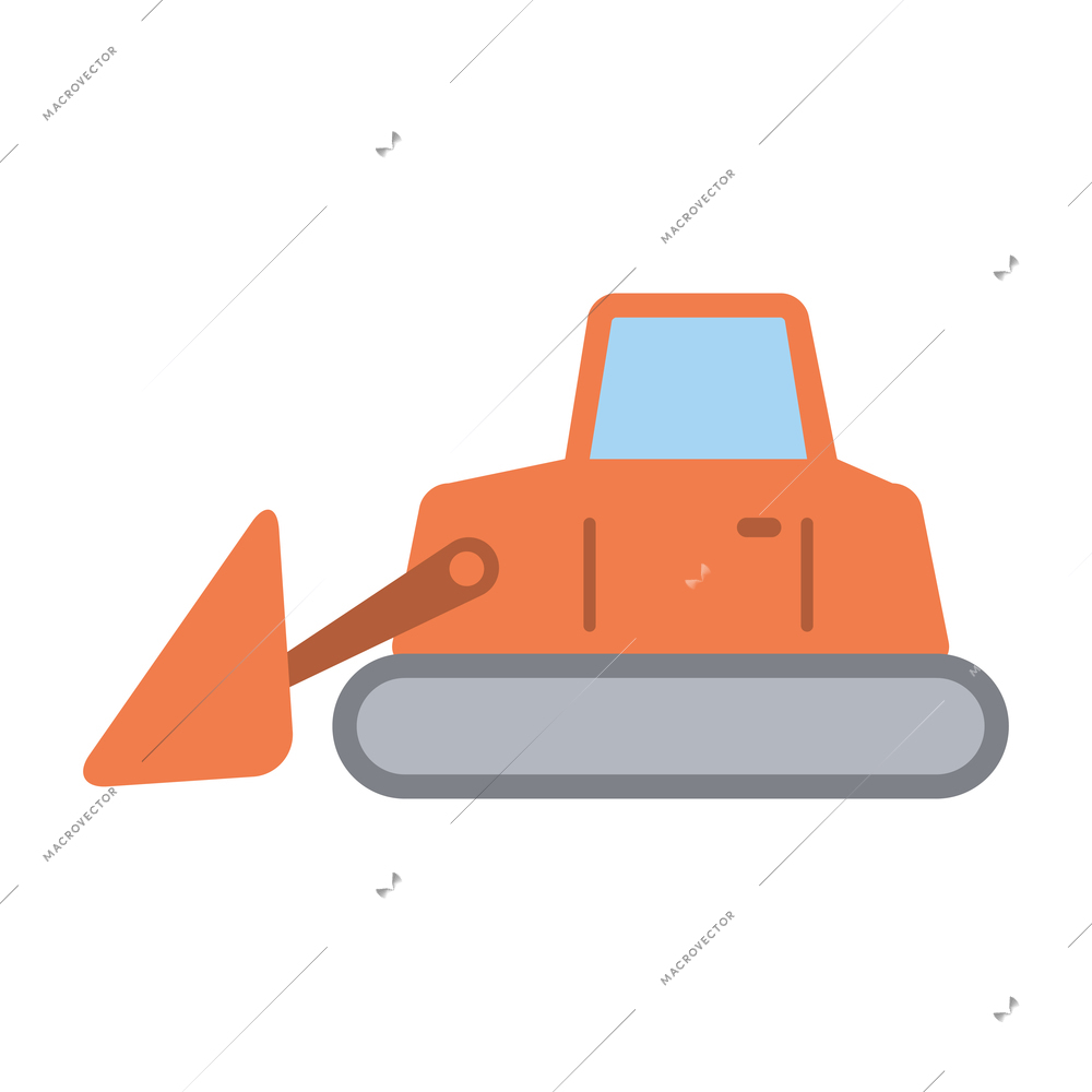 Color bulldozer flat icon vector illustration