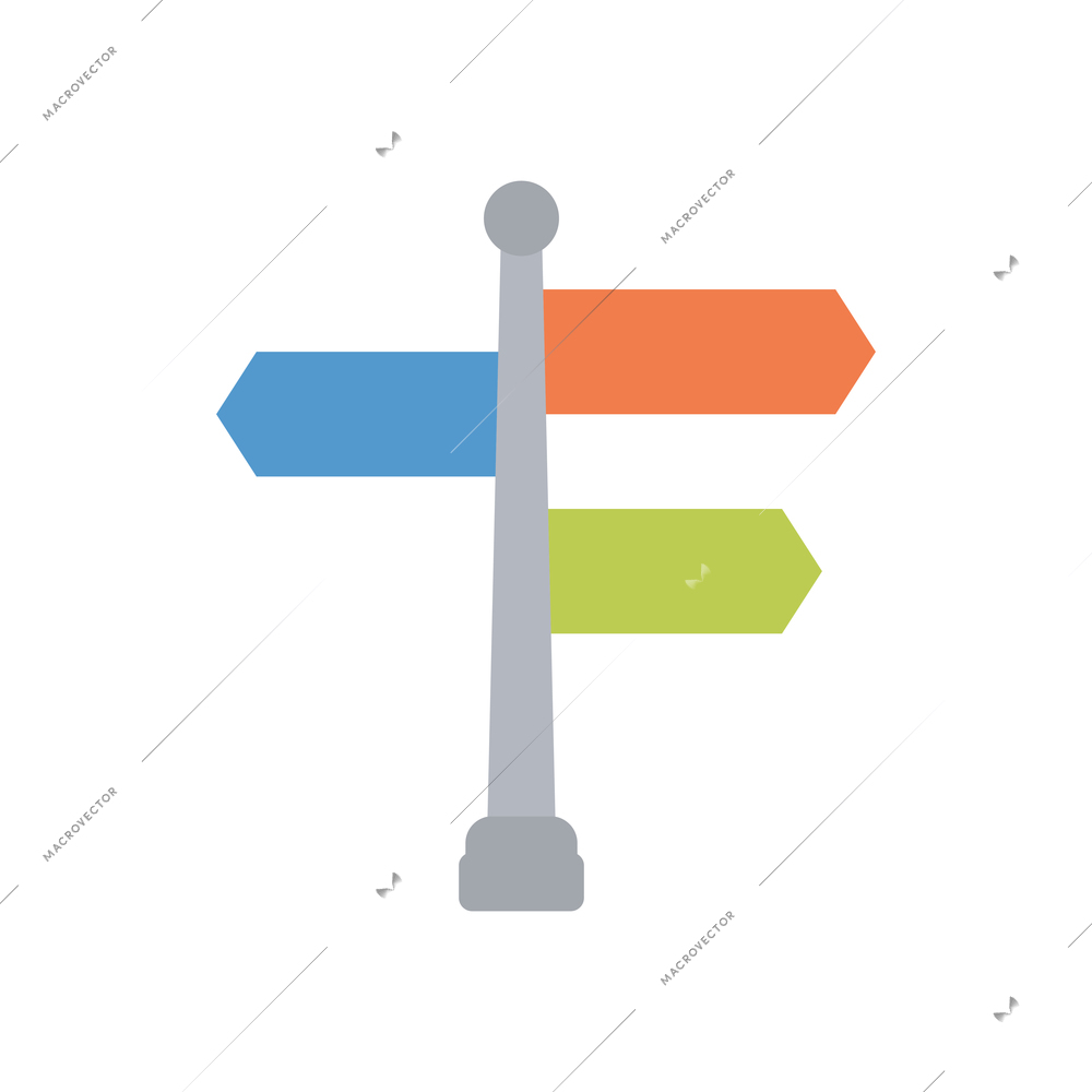 Colorful travel pointer signpost flat icon vector illustration