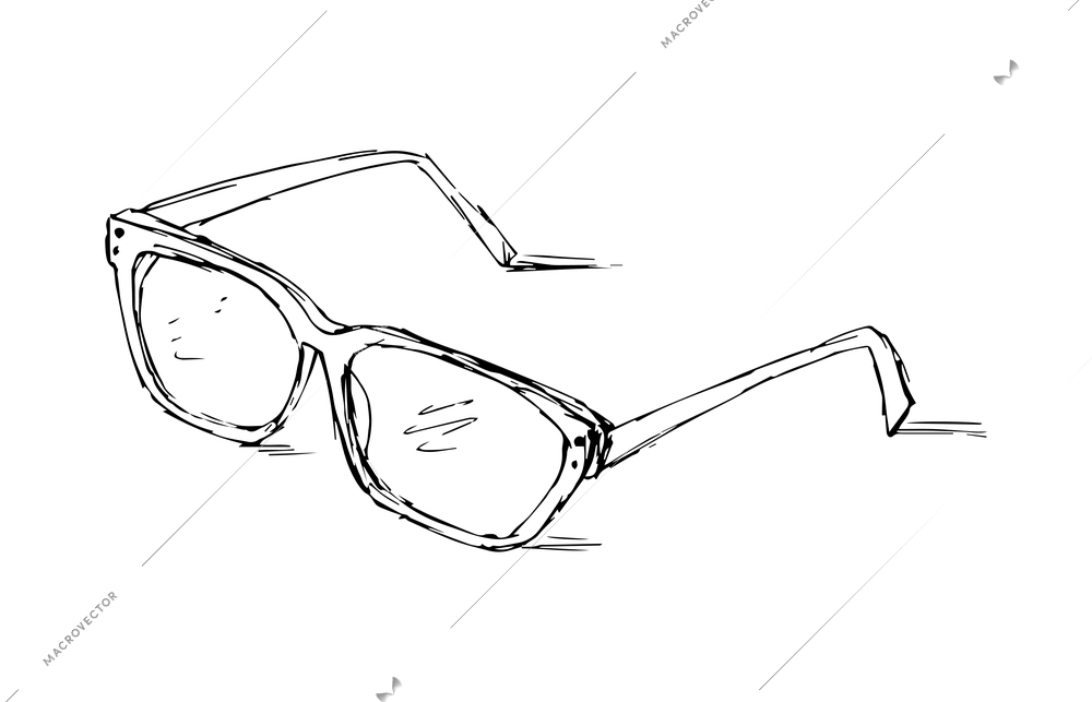 Hand drawn spectacles side view on white background vector illustration