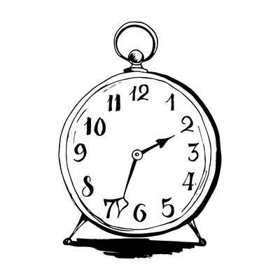 Hand drawn doodle vintage table clock vector illustration