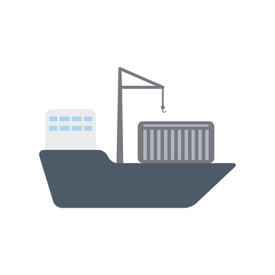 Container carrier ship with cargo flat icon vector illustration