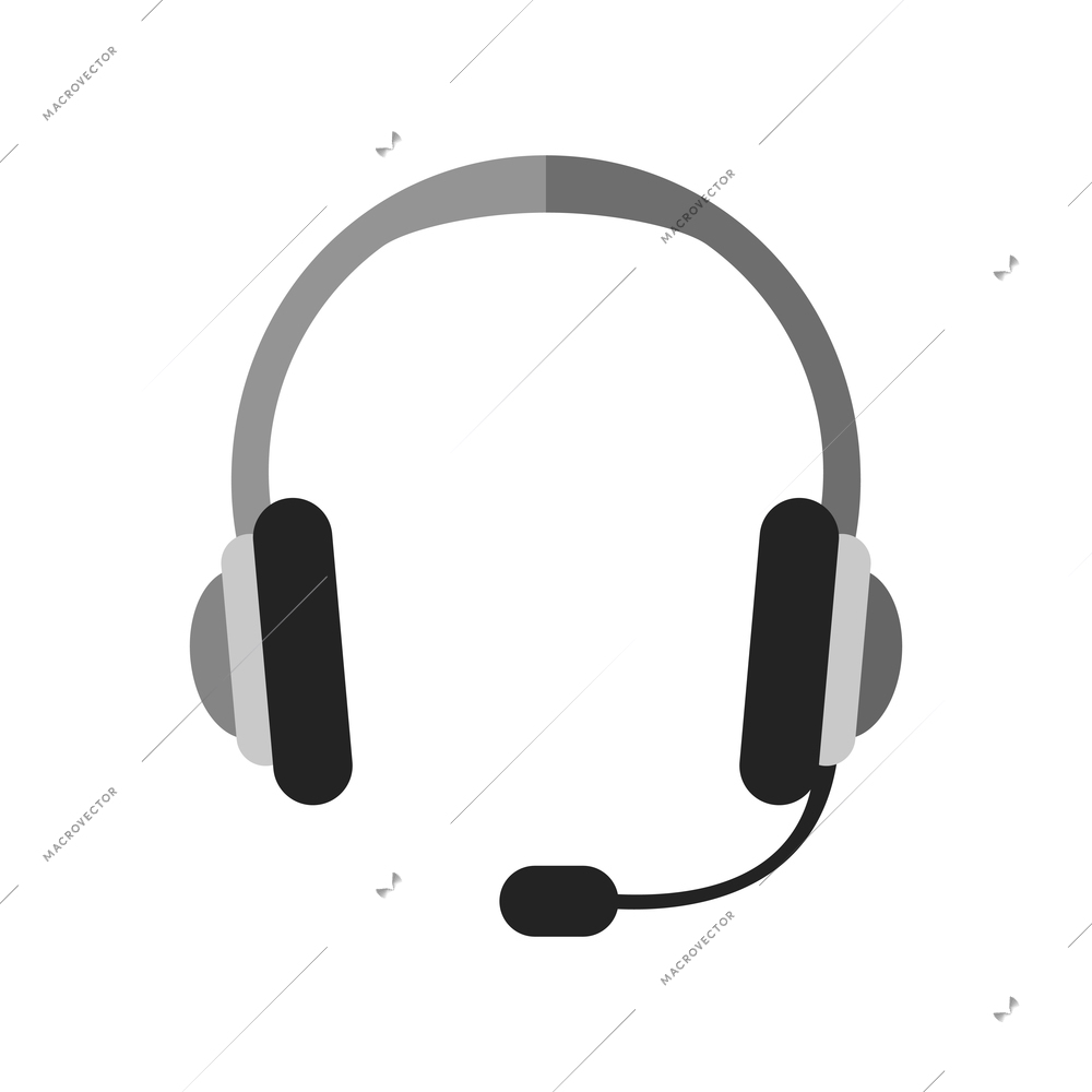 Call center headset flat icon vector illustration