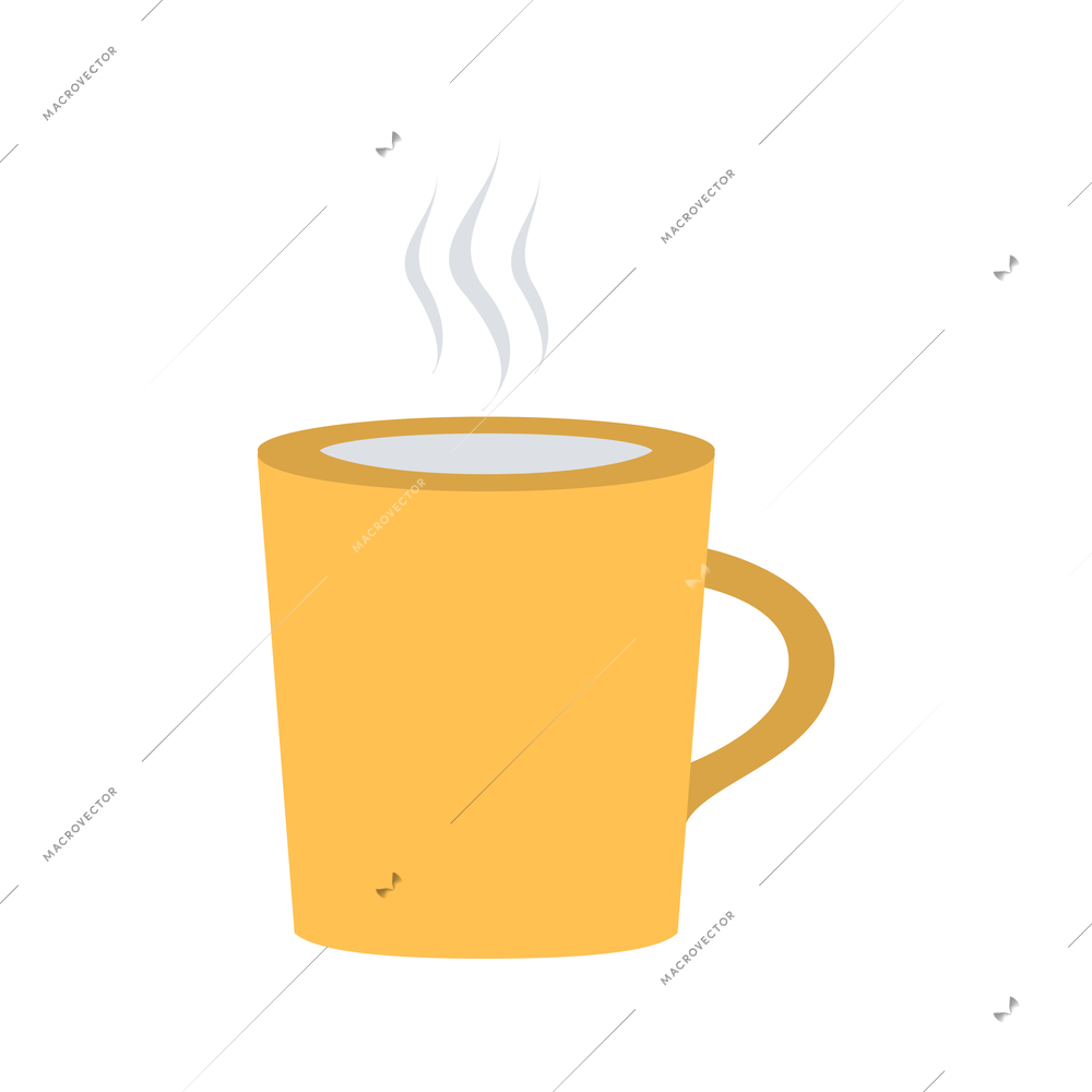 Yellow cup with hot drink icon in flat style vector illustration