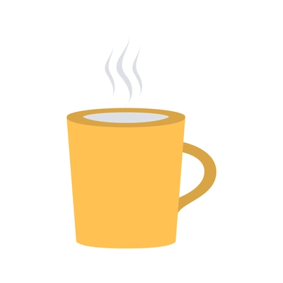 Yellow cup with hot drink icon in flat style vector illustration