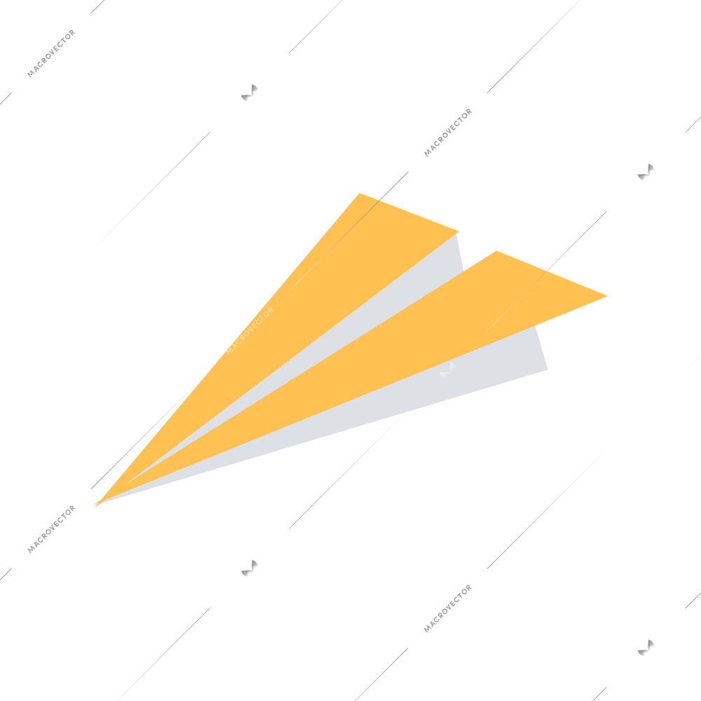 Yellow paper plane flat icon on white background vector illustration