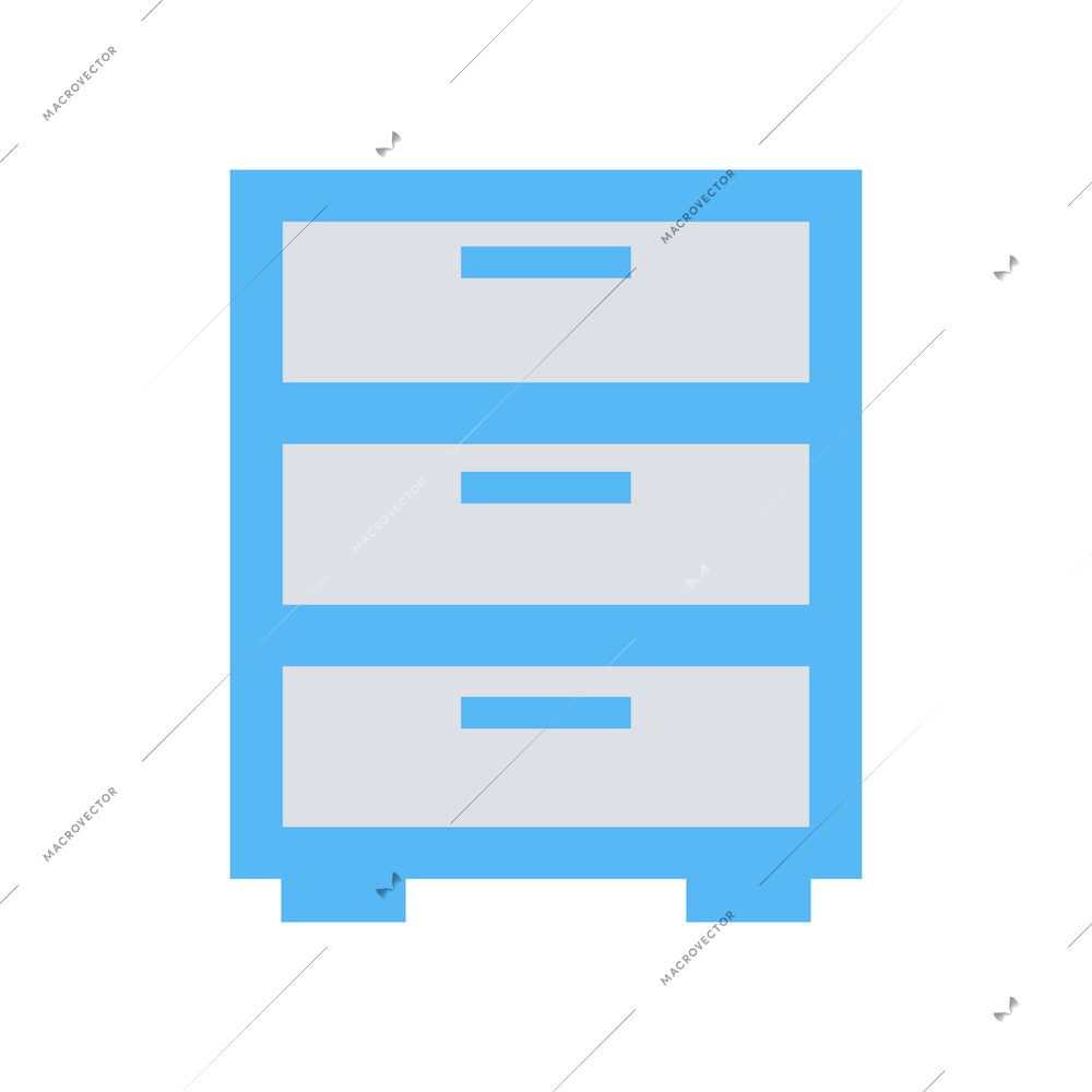 Office chest of drawers flat icon in blue color vector illustration