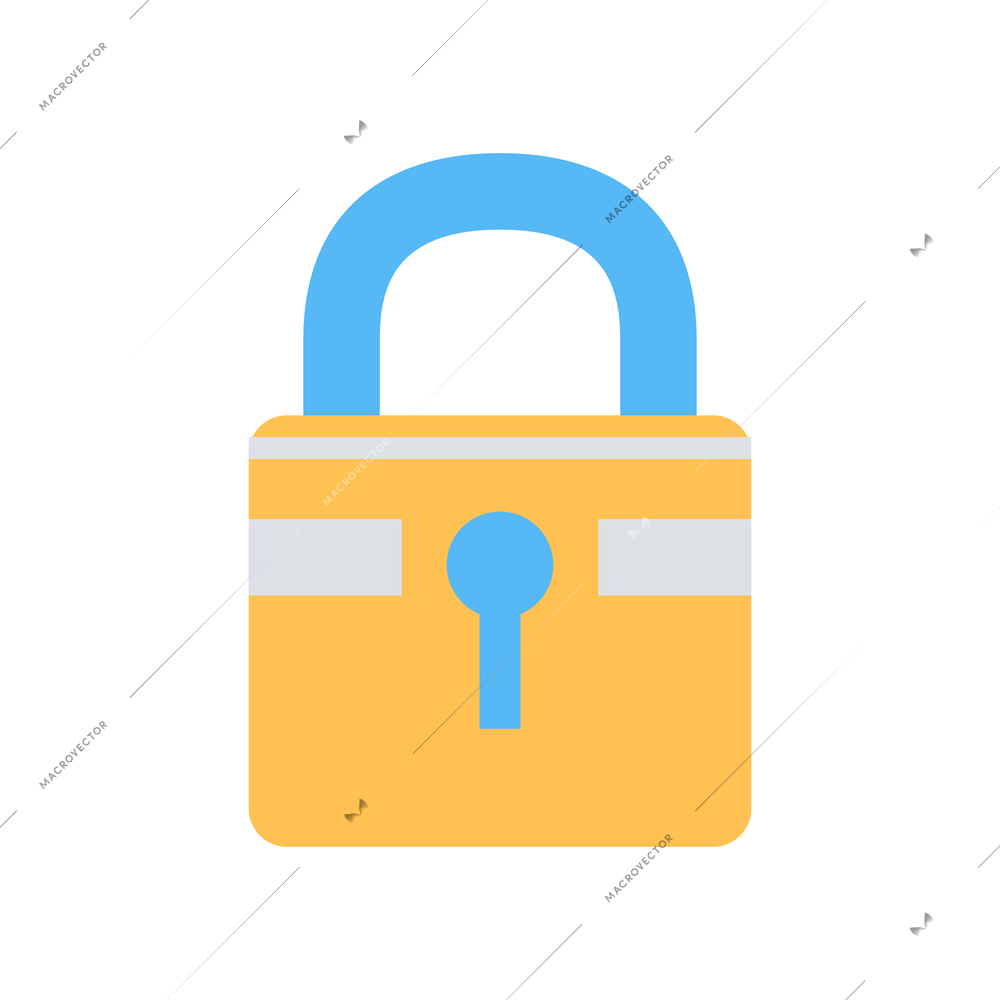 Flat icon with yellow and blue padlock vector illustration