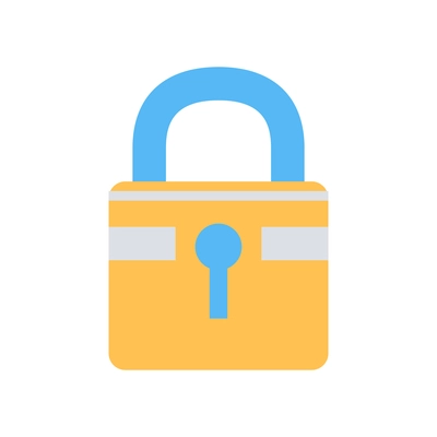 Flat icon with yellow and blue padlock vector illustration