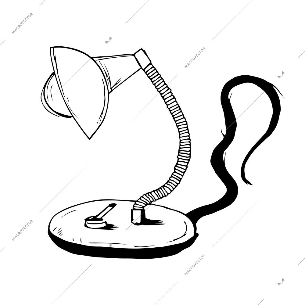Vintage desk lamp in hand drawn style vector illustration