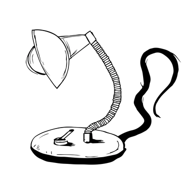 Vintage desk lamp in hand drawn style vector illustration