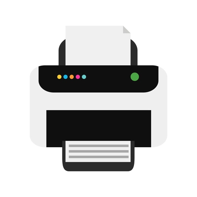 Modern black and white office printer icon flat vector illustration