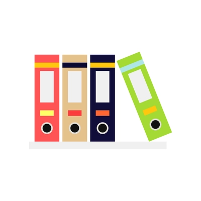 Colorful office binders folders flat icon vector illustration