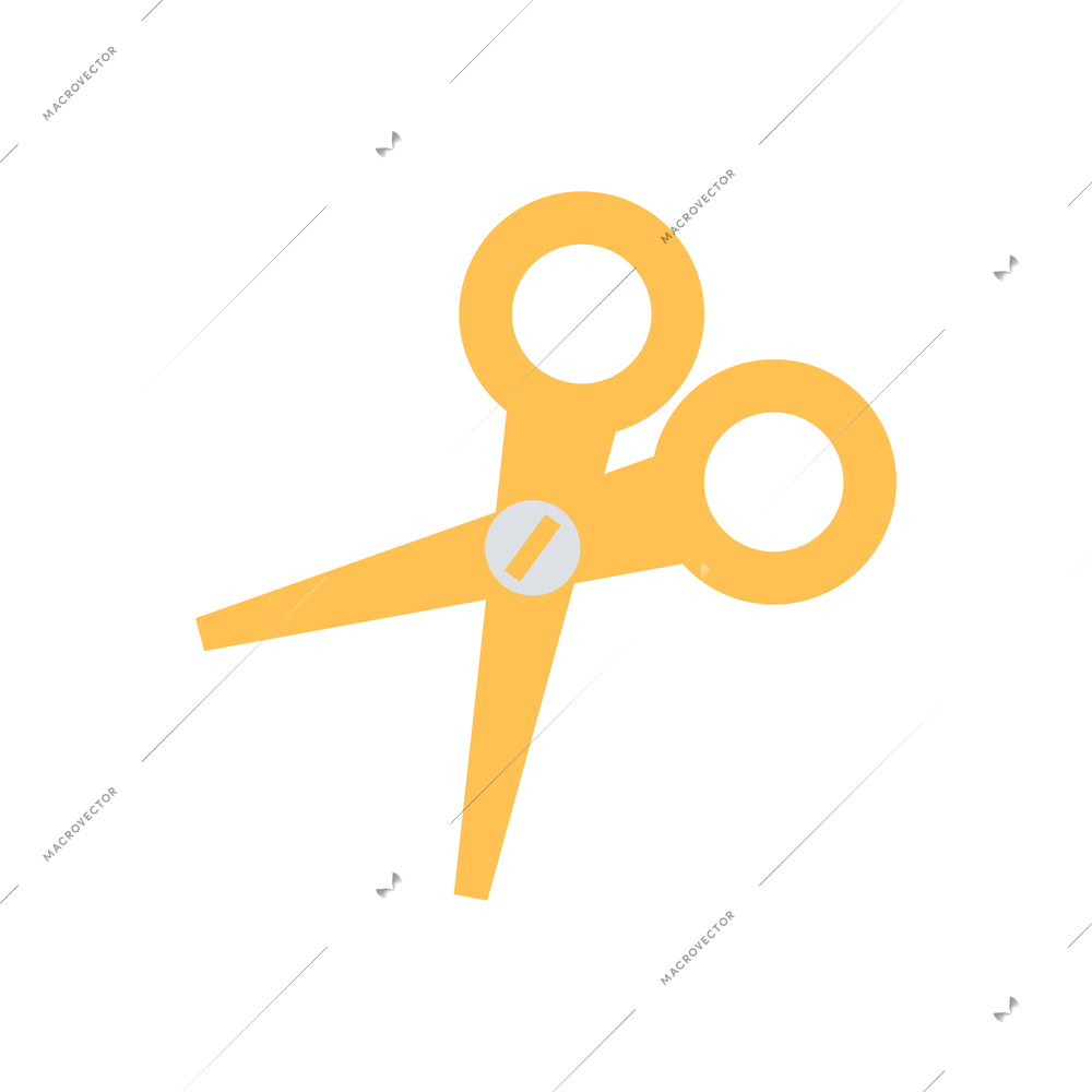 Flat icon with yellow scissors on white background vector illustration