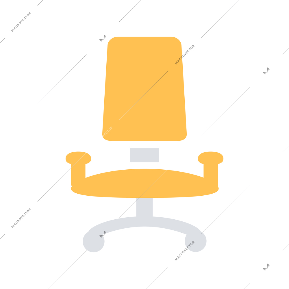 Flat icon with yellow office chair front view vector illustration