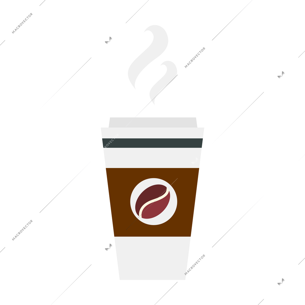 Plastic cup with hot aromatic coffee flat icon vector illustration