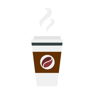 Plastic cup with hot aromatic coffee flat icon vector illustration