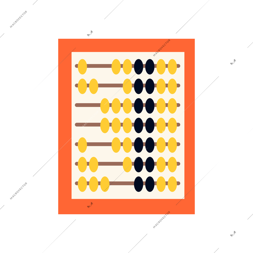 Red abacus with yellow and black beads flat icon vector illustration