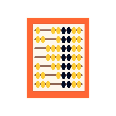 Red abacus with yellow and black beads flat icon vector illustration