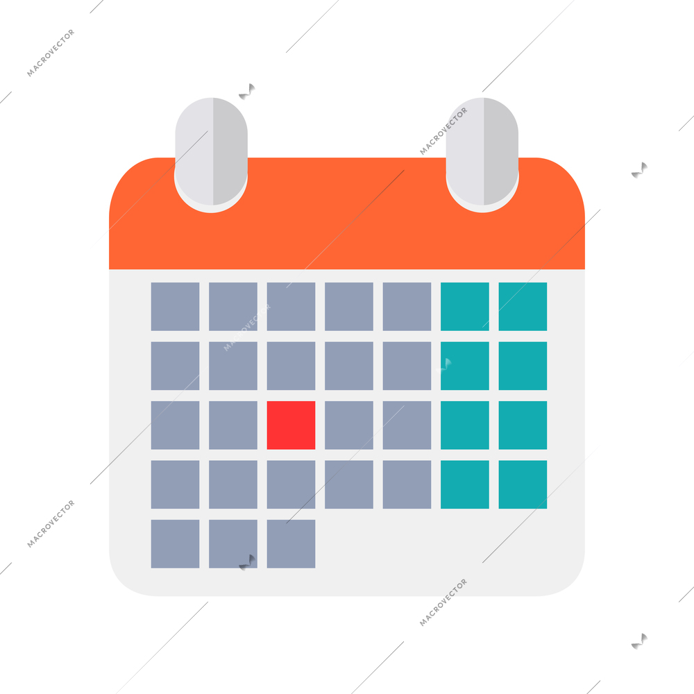 Calendar page with selected date flat icon vector illustration