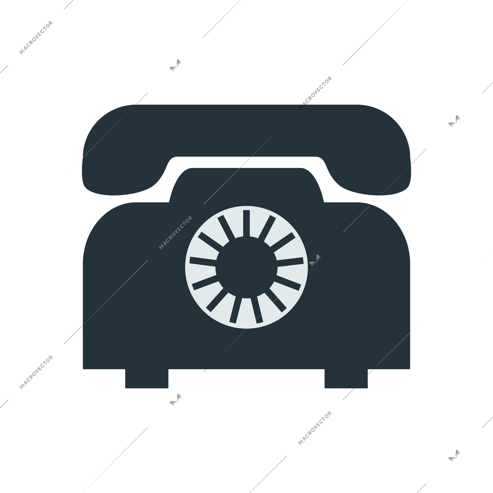 Retro corded telephone flat icon vector illustration