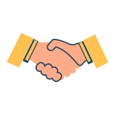 Handshake agreement greeting flat color icon vector illustration