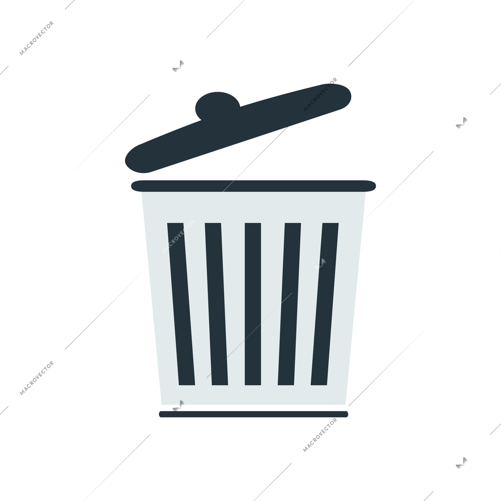 Outdoor metal trash can with lid flat icon vector illustration