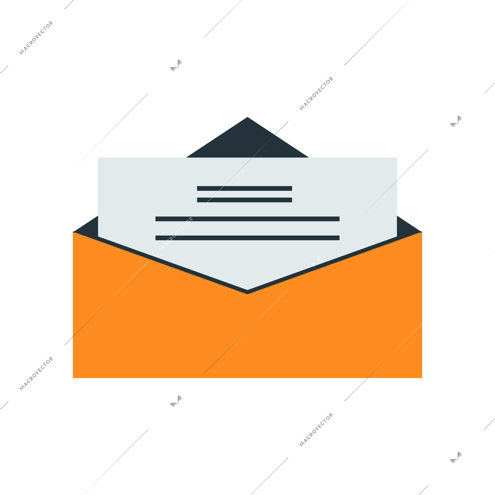 Flat icon with letter in envelope vector illustration