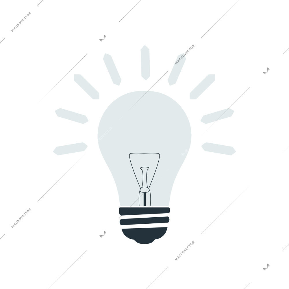 Flat icon with monochrome light bulb idea vector illustration