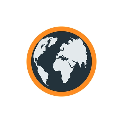 Flat icon with globe in orange frame vector illustration