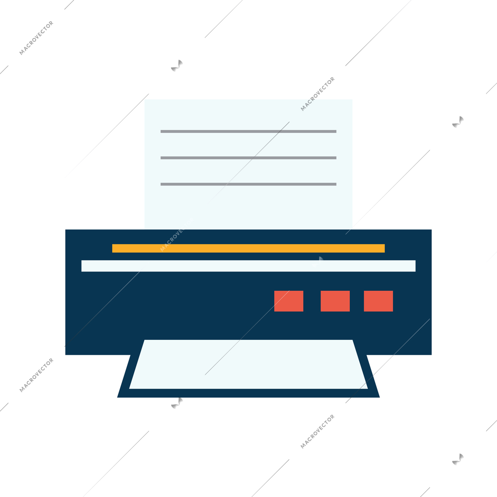 Flat icon with color office printer vector illustration