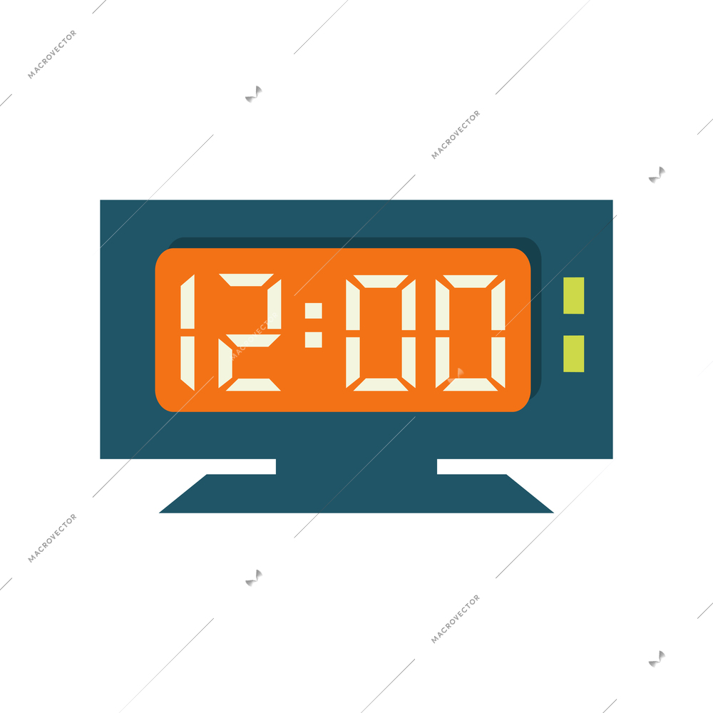 Flat icon with retro digital alarm clock vector illustration
