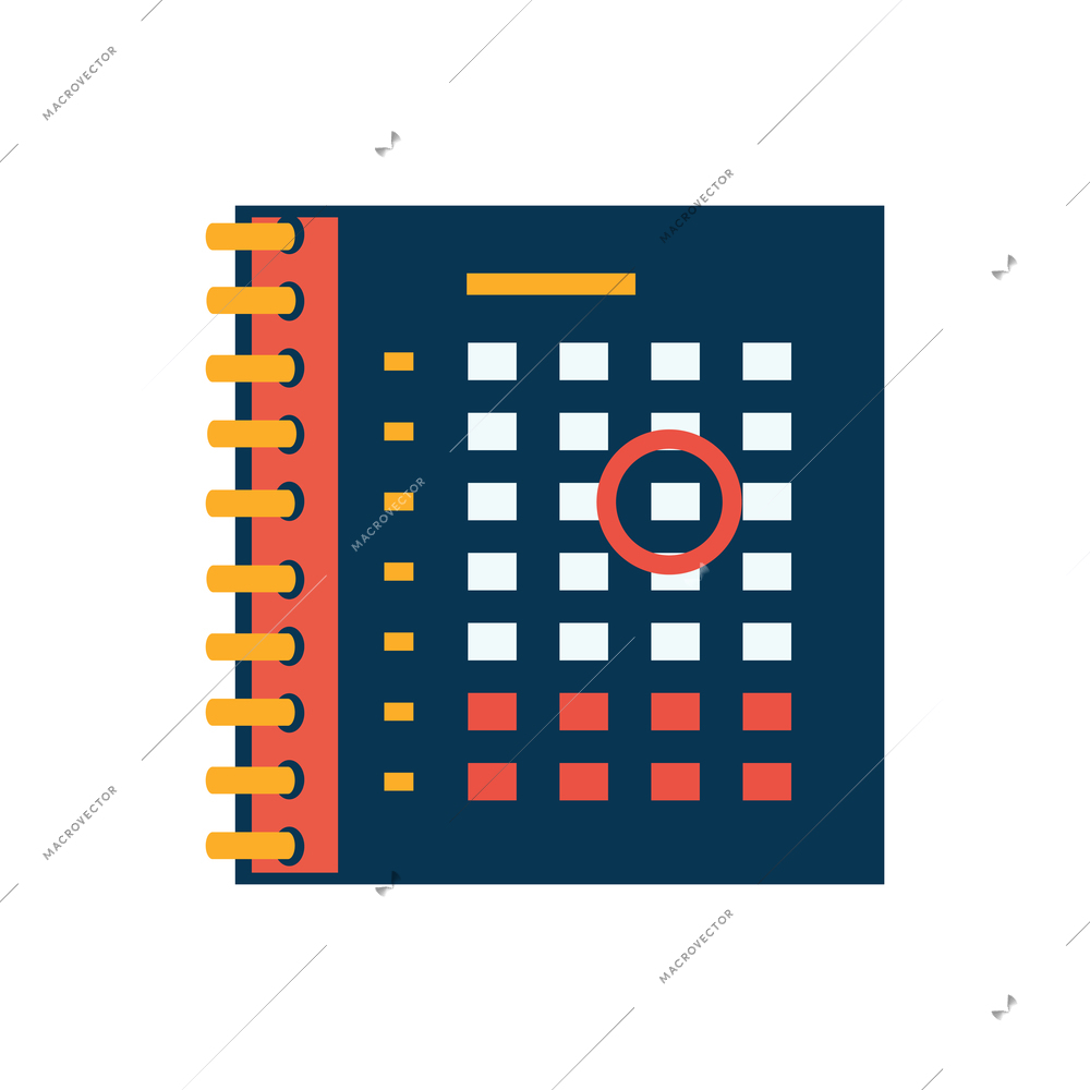 Flat business icon with calendar or agenda page with circled date vector illustration