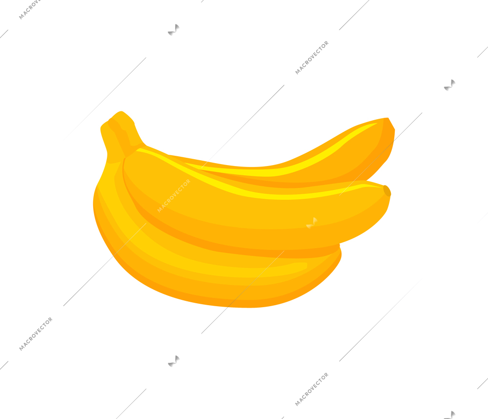 Bunch of unpeeled ripe bananas flat icon vector illustration