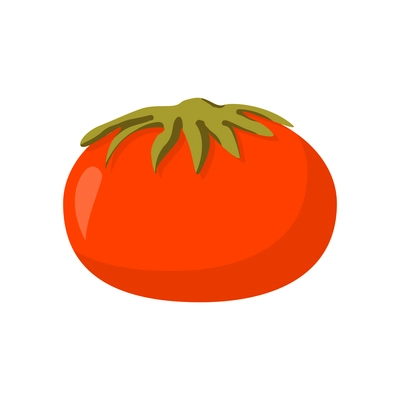 Red tomato with green leaf flat icon vector illustration