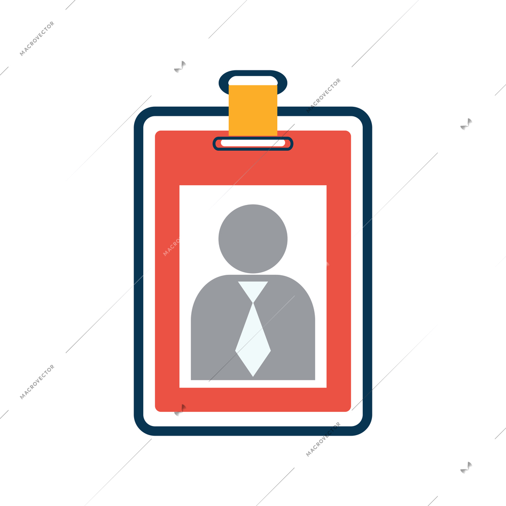 Plastic office id card flat color icon vector illustration