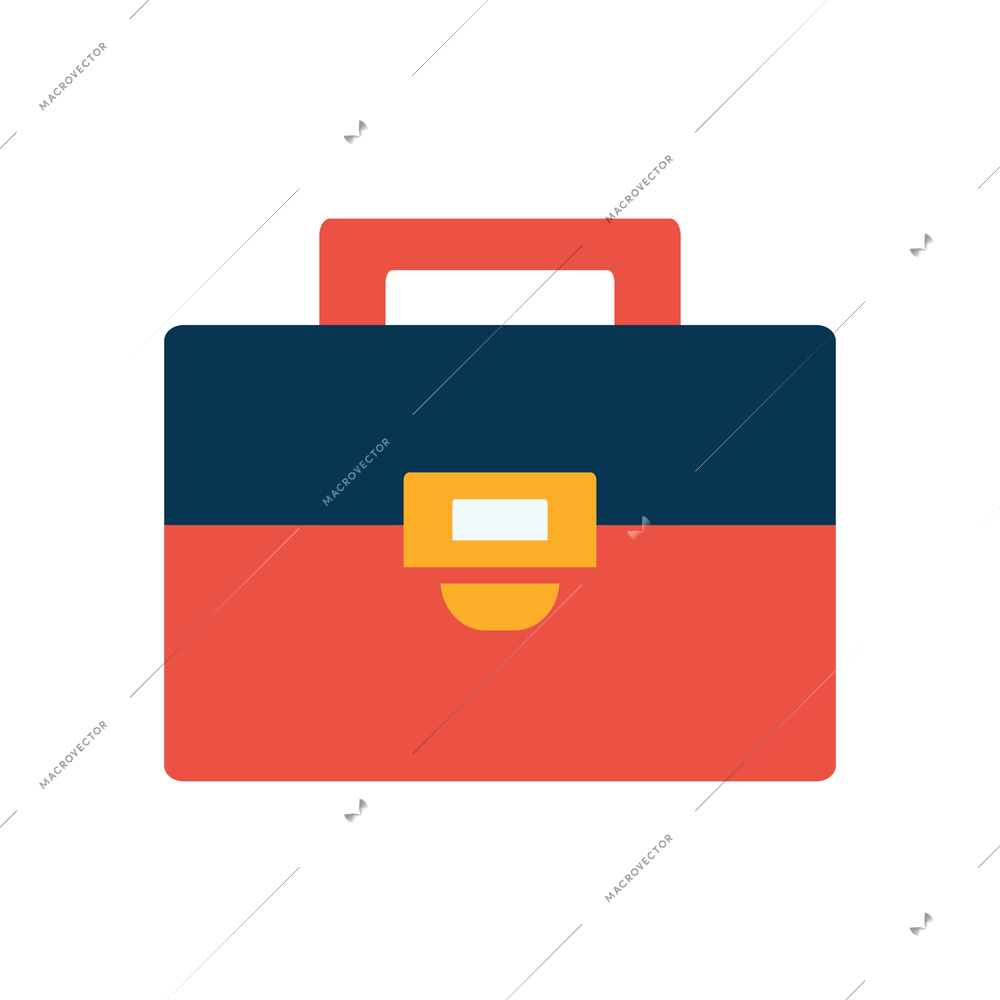 Flat icon with business briefcase of two colors with yellow buckle vector illustration