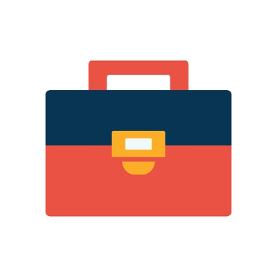 Flat icon with business briefcase of two colors with yellow buckle vector illustration